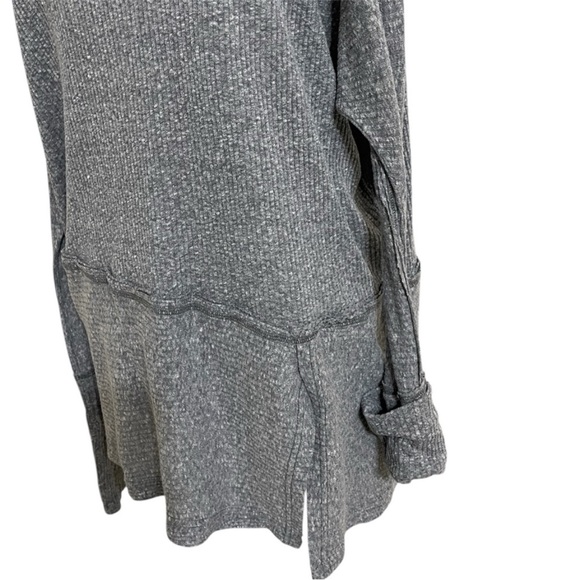 FREE PEOPLE Gray Londontown Asymmetrical Heathered Ribbed Long Sleeve Top - Picture 8 of 11